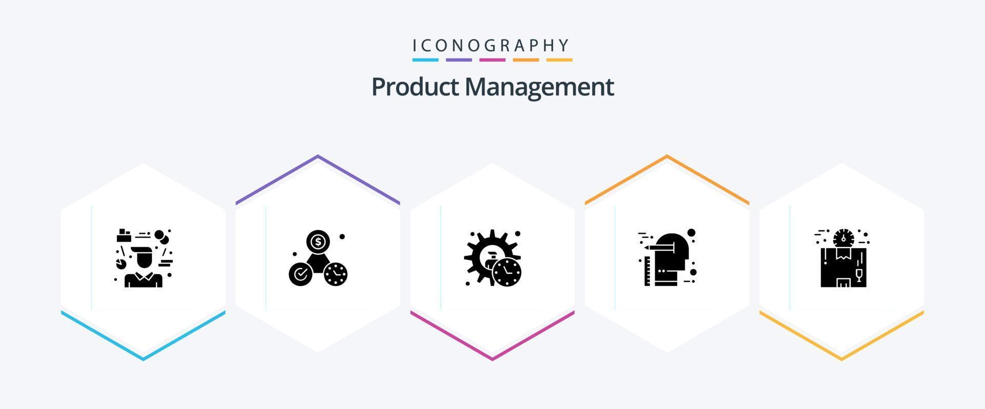 produtos gestão 25 glifo ícone pacote Incluindo escala. ideia. perfeição. criativo. produtos vetor