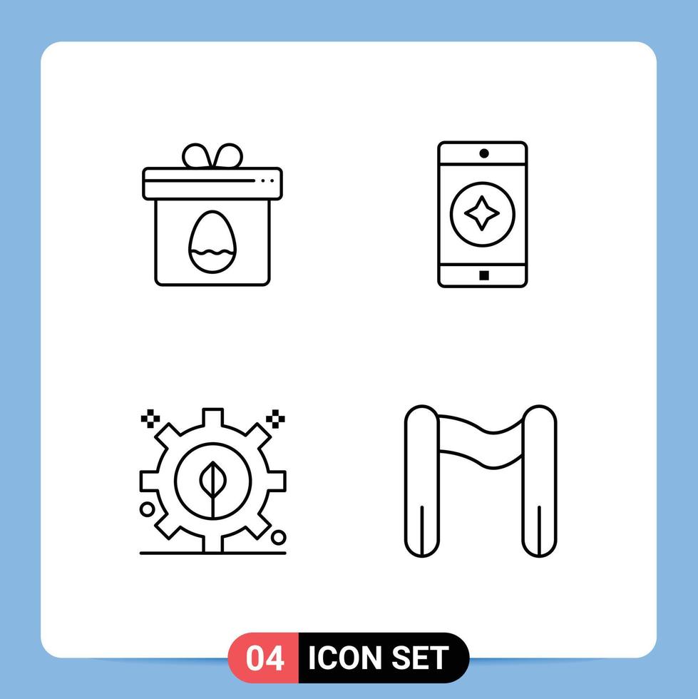Móvel interface linha conjunto do 4 pictogramas do presente poder Páscoa Móvel inscrição esporte editável vetor Projeto elementos