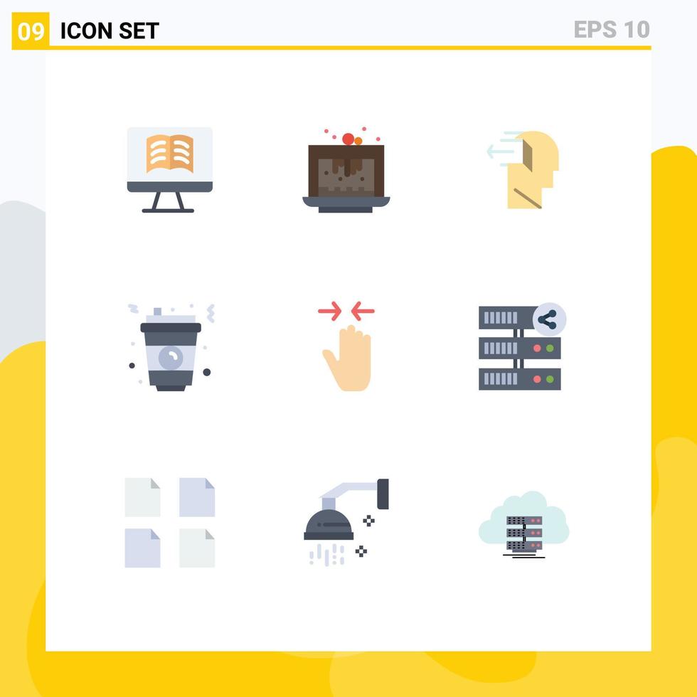 9 do utilizador interface plano cor pacote do moderno sinais e símbolos do mão velozes Comida porta vidro liberação editável vetor Projeto elementos