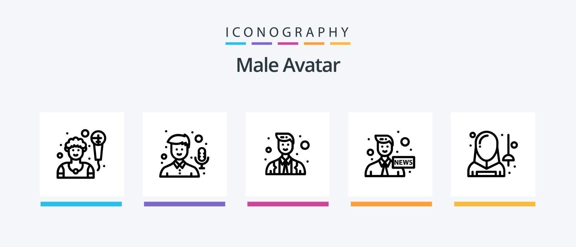 masculino avatar linha 5 ícone pacote Incluindo cara. avatar. escola. carteiro. cara. criativo ícones Projeto vetor