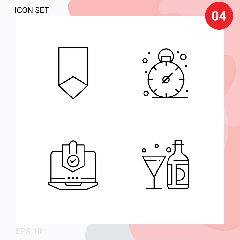 do utilizador interface pacote do 4 básico linha preenchida plano cores do realização computador medalha gestão computador portátil editável vetor Projeto elementos