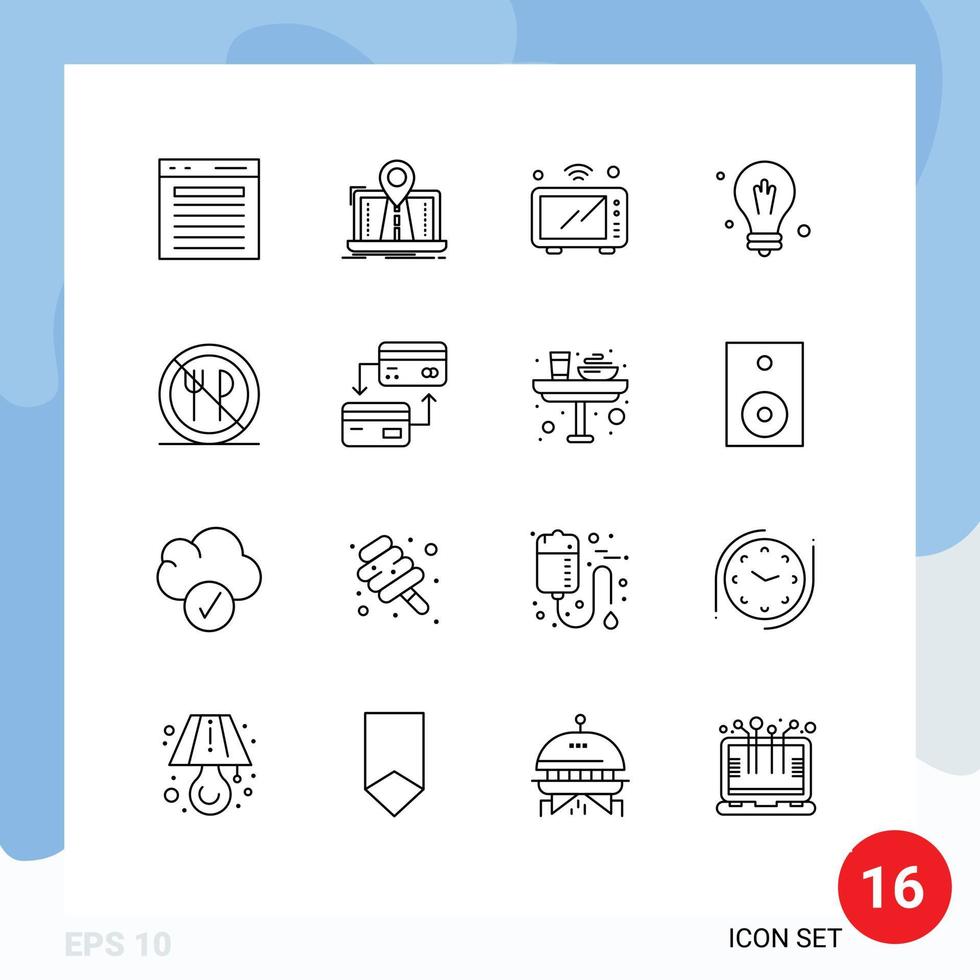 16 universal esboços conjunto para rede e Móvel formulários Ciência lâmpada GPS Wi-fi microondas editável vetor Projeto elementos