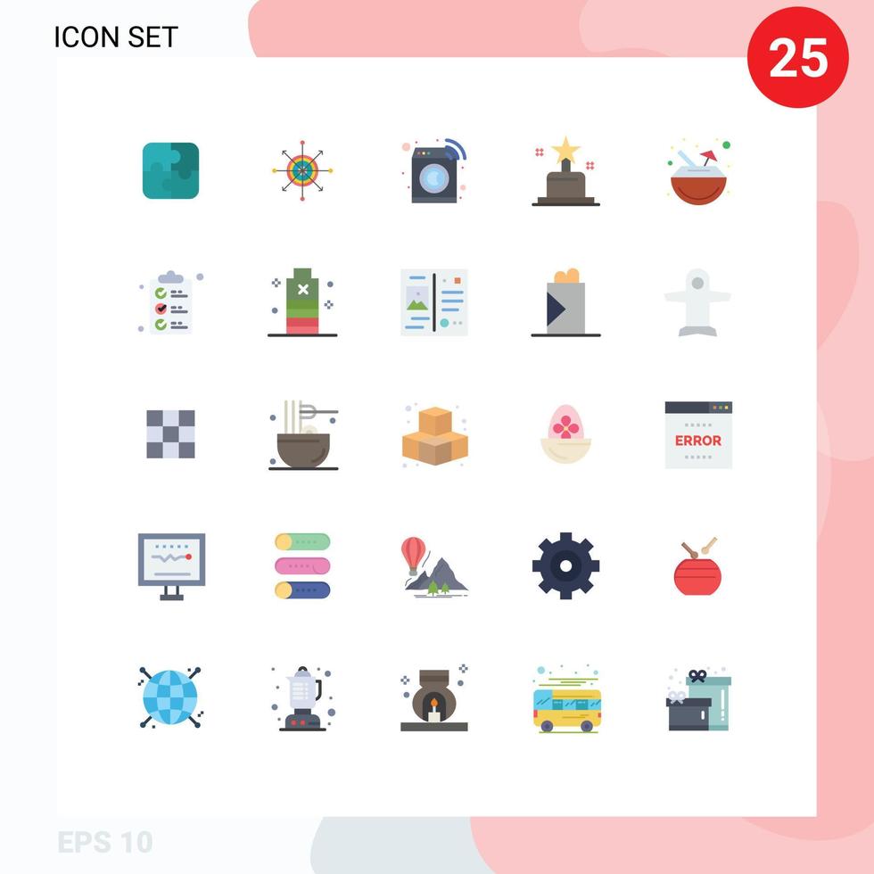 grupo do 25 plano cores sinais e símbolos para coquetel beber alvo oscar prêmio editável vetor Projeto elementos