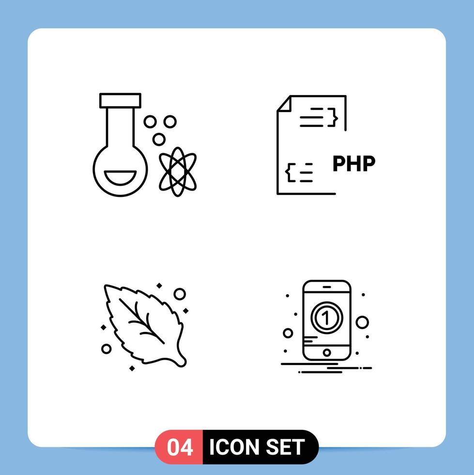4 criativo ícones moderno sinais e símbolos do átomo meio Ambiente espaço desenvolvimento folha editável vetor Projeto elementos
