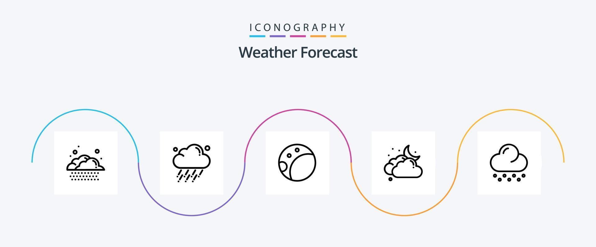 clima linha 5 ícone pacote Incluindo . clima. lua. neve. clima vetor