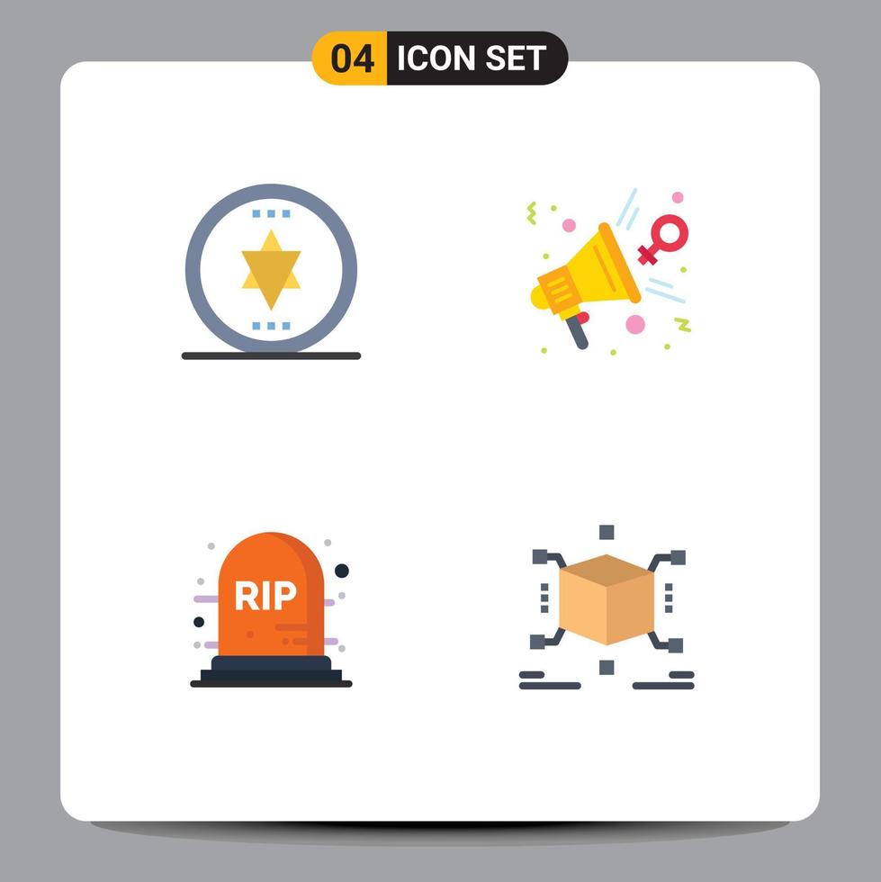 4 do utilizador interface plano ícone pacote do moderno sinais e símbolos do círculo Descanse em paz comentários apresentação cubo editável vetor Projeto elementos