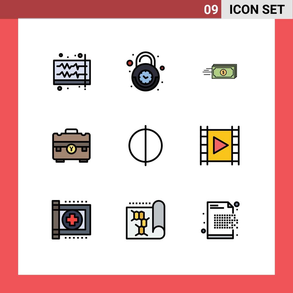 9 criativo ícones moderno sinais e símbolos do o negócio saco seguro moeda fluxo editável vetor Projeto elementos