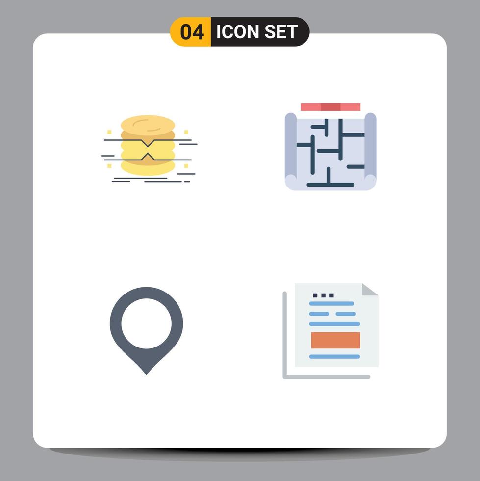 plano ícone pacote do 4 universal símbolos do base de dados localização infográficos projeto marcador editável vetor Projeto elementos