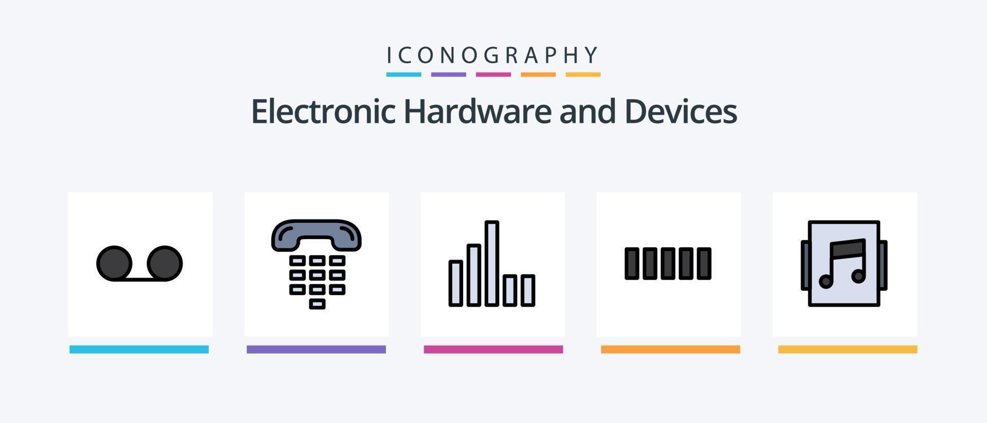 dispositivos linha preenchidas 5 ícone pacote Incluindo instrumento. Wi-fi. chamar. sinal. telefone. criativo ícones Projeto vetor