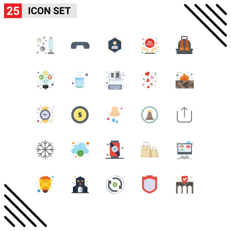 grupo do 25 plano cores sinais e símbolos para grande venda do utilizador acima social pessoas editável vetor Projeto elementos