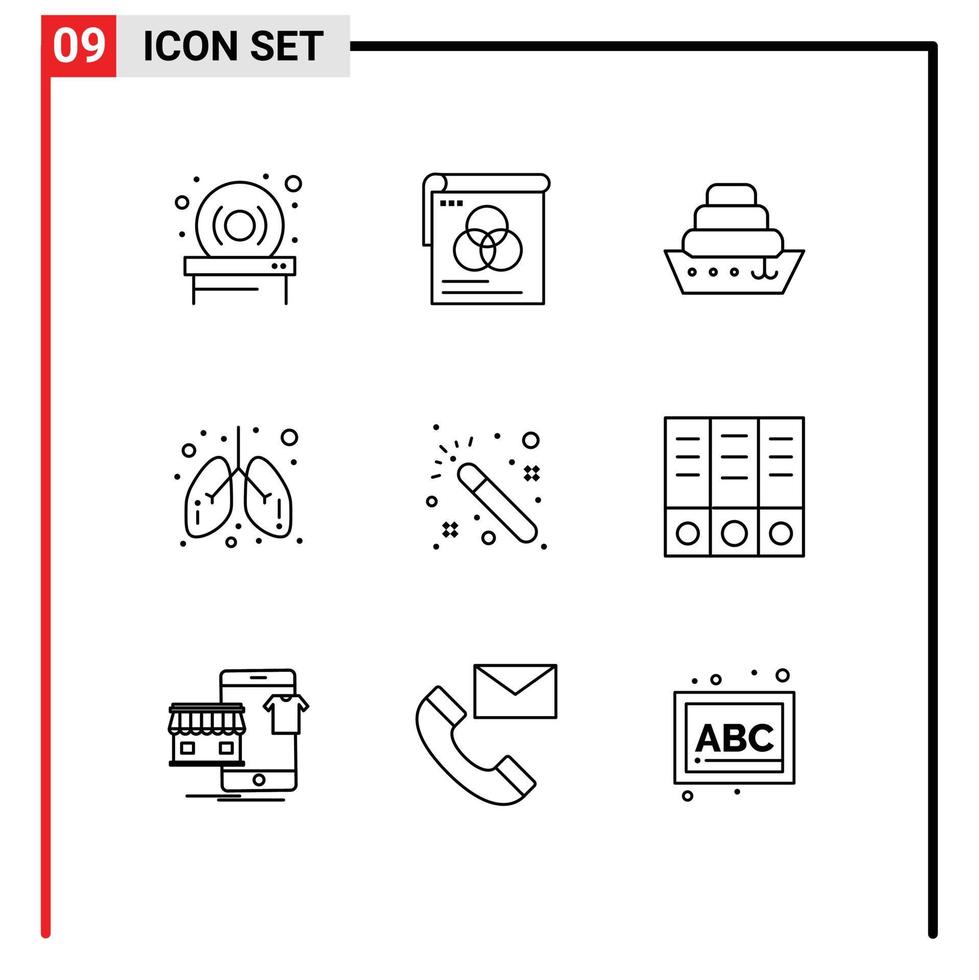 do utilizador interface pacote do 9 básico esboços do arquivo Mago forro Magia pulmões editável vetor Projeto elementos