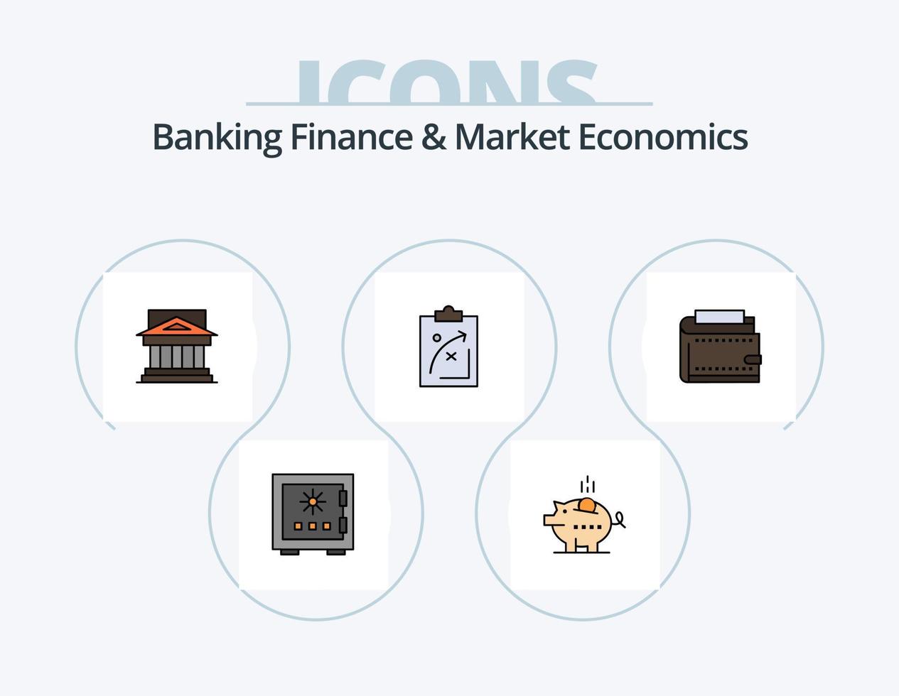 bancário finança e mercado economia linha preenchidas ícone pacote 5 ícone Projeto. perfil. custos. banco. avatar. Forma de pagamento vetor