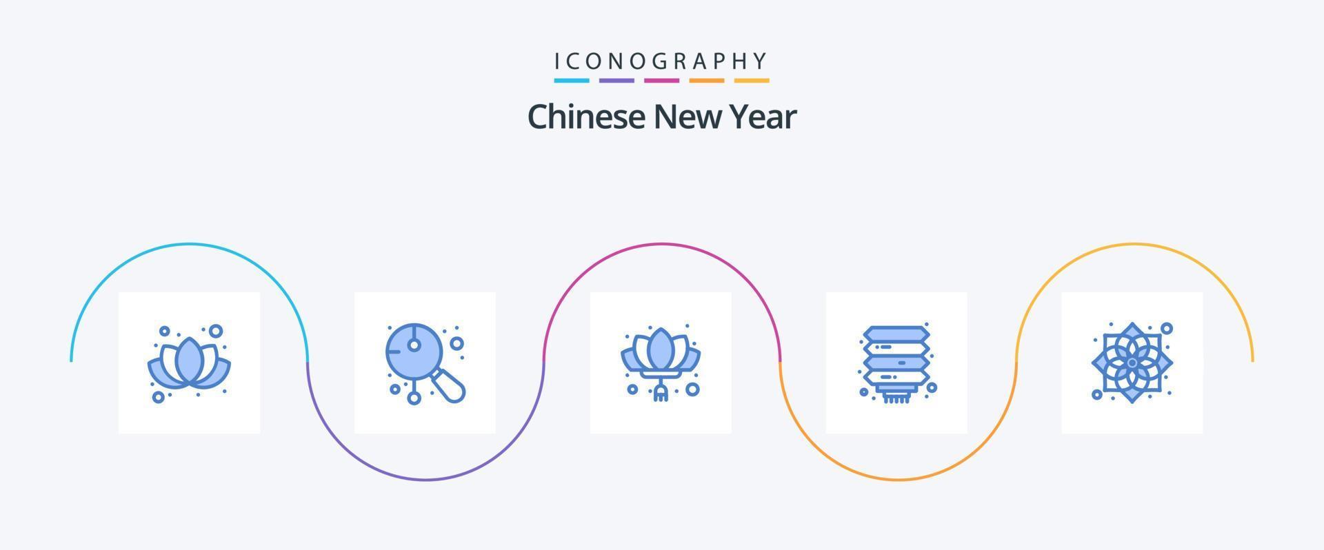 chinês Novo ano azul 5 ícone pacote Incluindo China. lanterna. China. chinês. Novo ano vetor