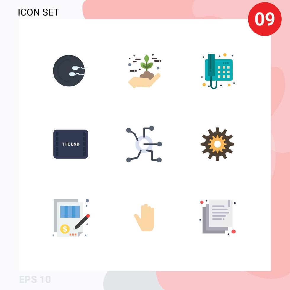 grupo do 9 plano cores sinais e símbolos para dados filme crescer filme ligar editável vetor Projeto elementos