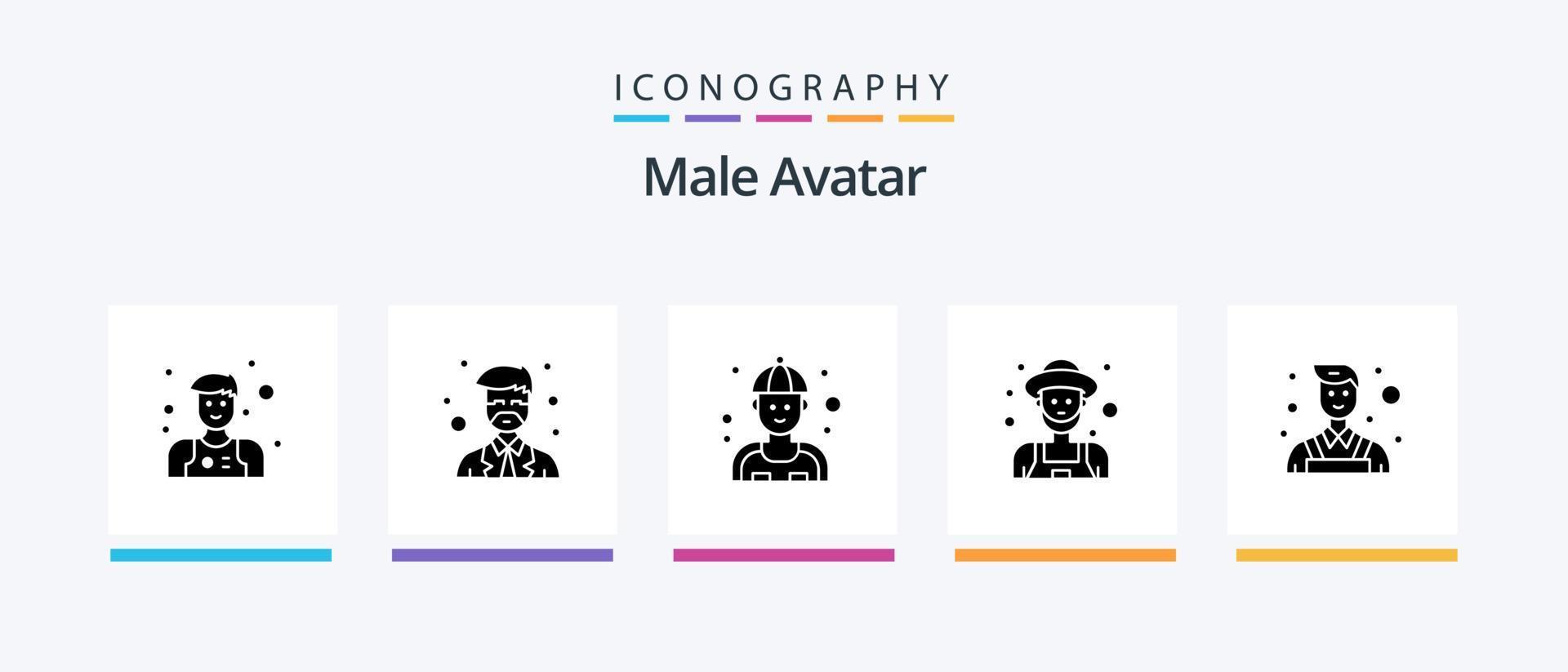 masculino avatar glifo 5 ícone pacote Incluindo muro. decorador. mecânico. velho cara. jardineiro. criativo ícones Projeto vetor
