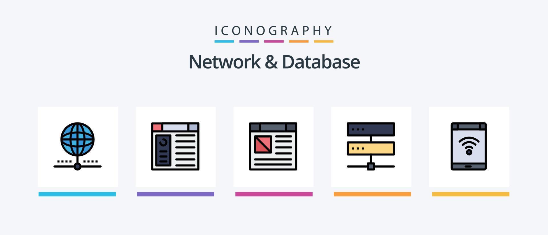 rede e base de dados linha preenchidas 5 ícone pacote Incluindo dados. Bluetooth. local na rede Internet. rede. digital. criativo ícones Projeto vetor