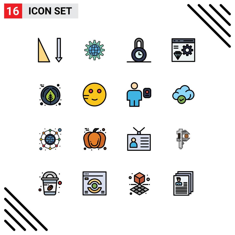 16 do utilizador interface plano cor preenchidas linha pacote do moderno sinais e símbolos do desenvolvimento codificação trabalhos navegador Tempo editável criativo vetor Projeto elementos