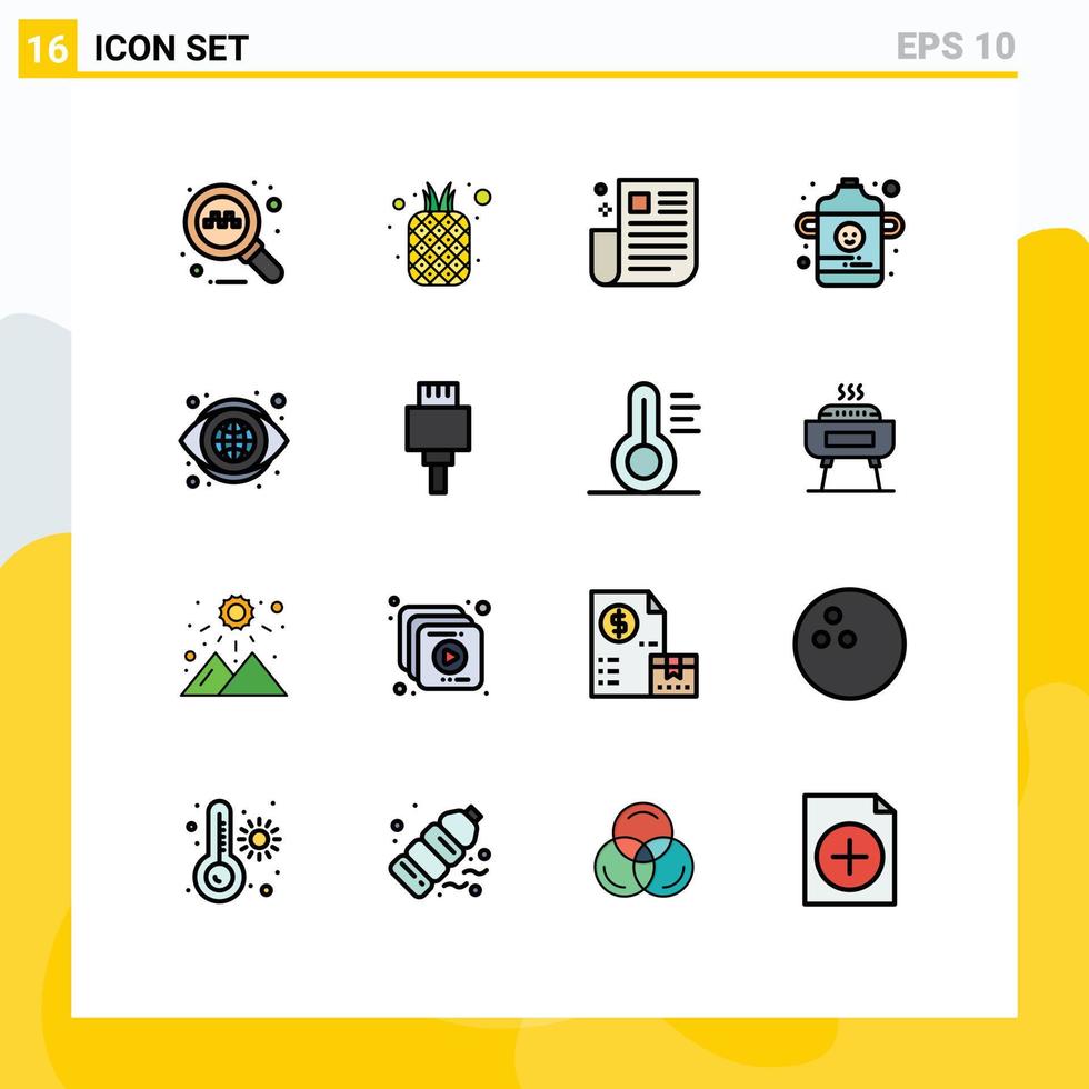 conjunto do 16 moderno ui ícones símbolos sinais para olho infantil interface garrafa ui editável criativo vetor Projeto elementos