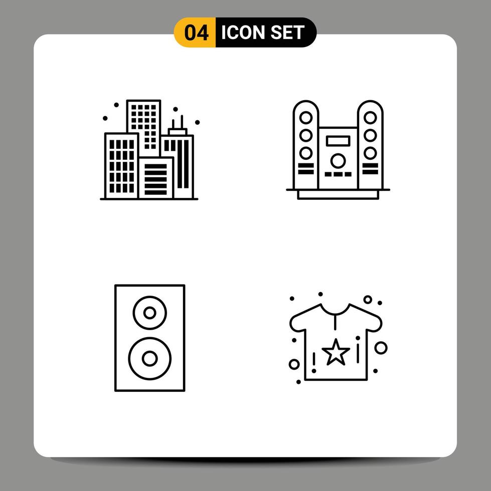 do utilizador interface pacote do 4 básico linha preenchida plano cores do cidade produtos cinema etapa tecnologia editável vetor Projeto elementos