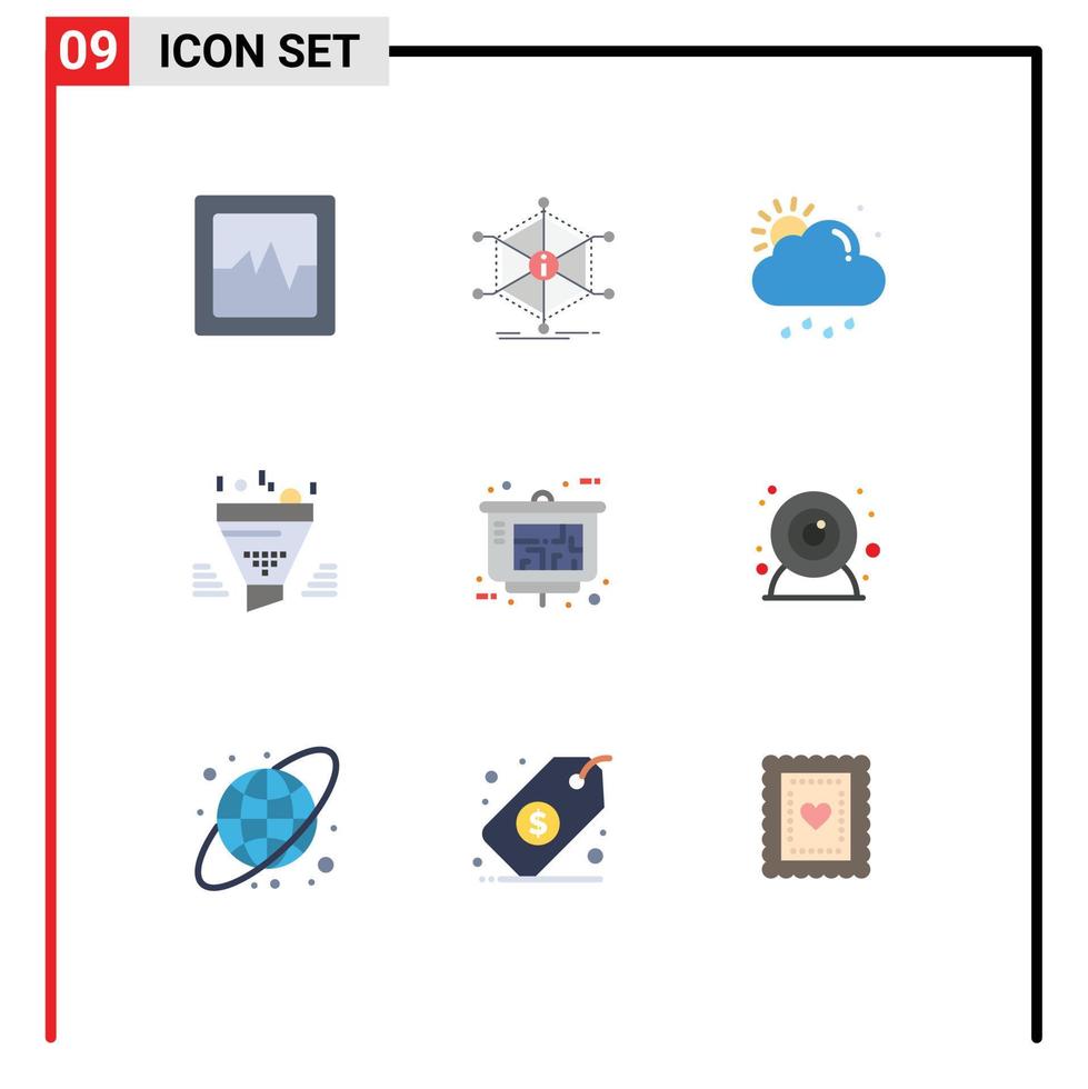 9 universal plano cores conjunto para rede e Móvel formulários apresentação resultado chuva ferramenta funil editável vetor Projeto elementos