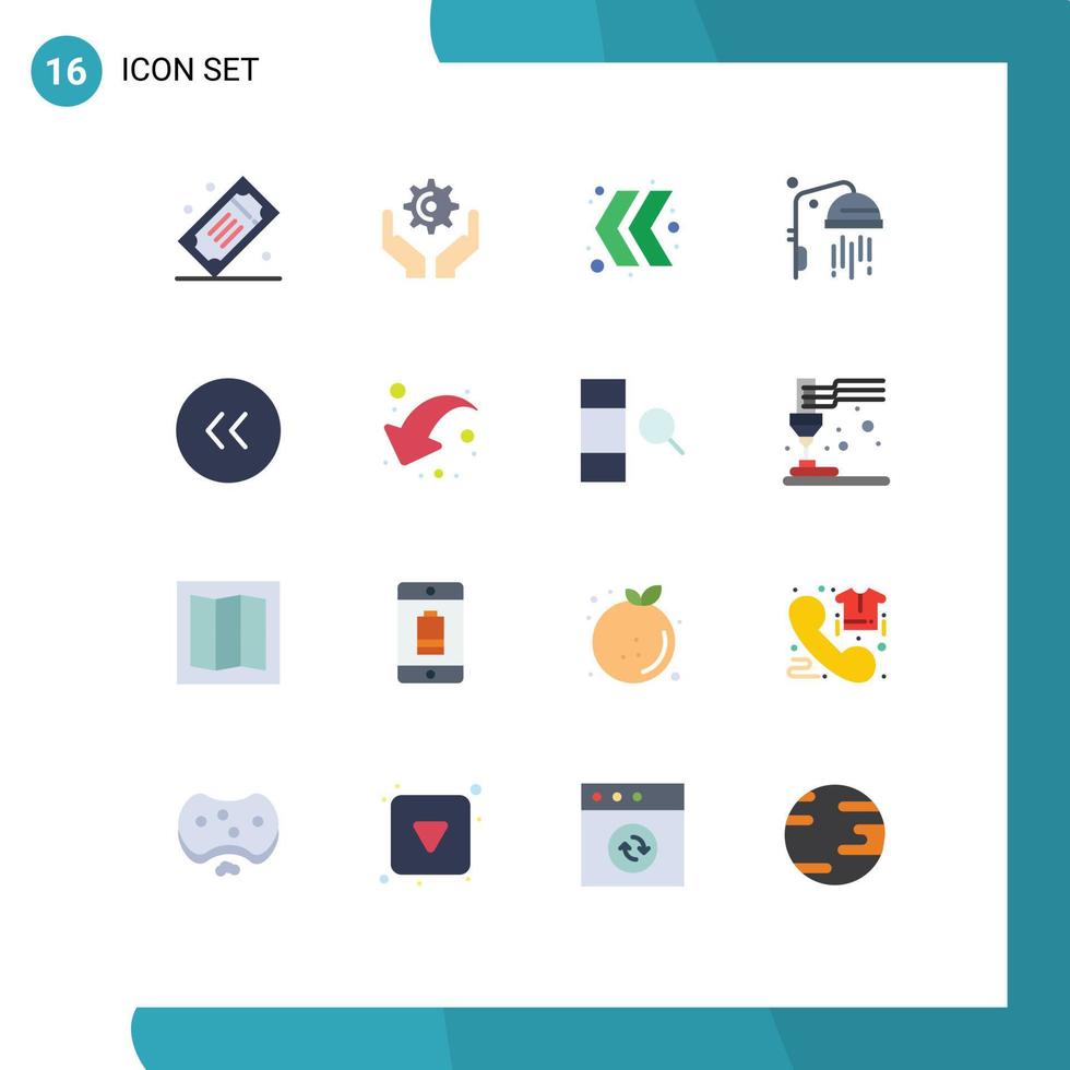 pacote do 16 moderno plano cores sinais e símbolos para rede impressão meios de comunicação tal Como círculo Setas; flechas aguarde chuveiro banheiro editável pacote do criativo vetor Projeto elementos