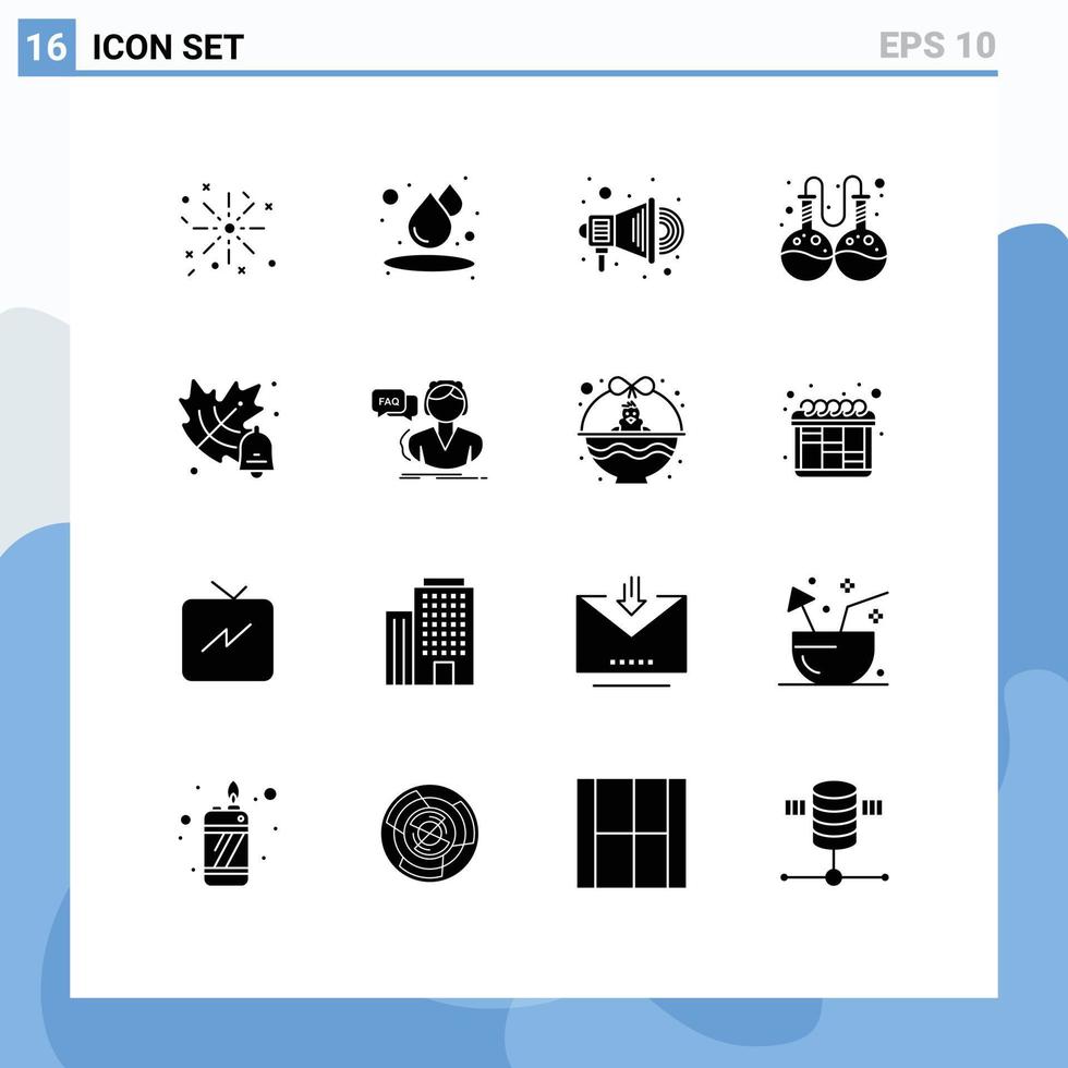 16 do utilizador interface sólido glifo pacote do moderno sinais e símbolos do ligar Perguntas frequentes alto falante escola outono editável vetor Projeto elementos