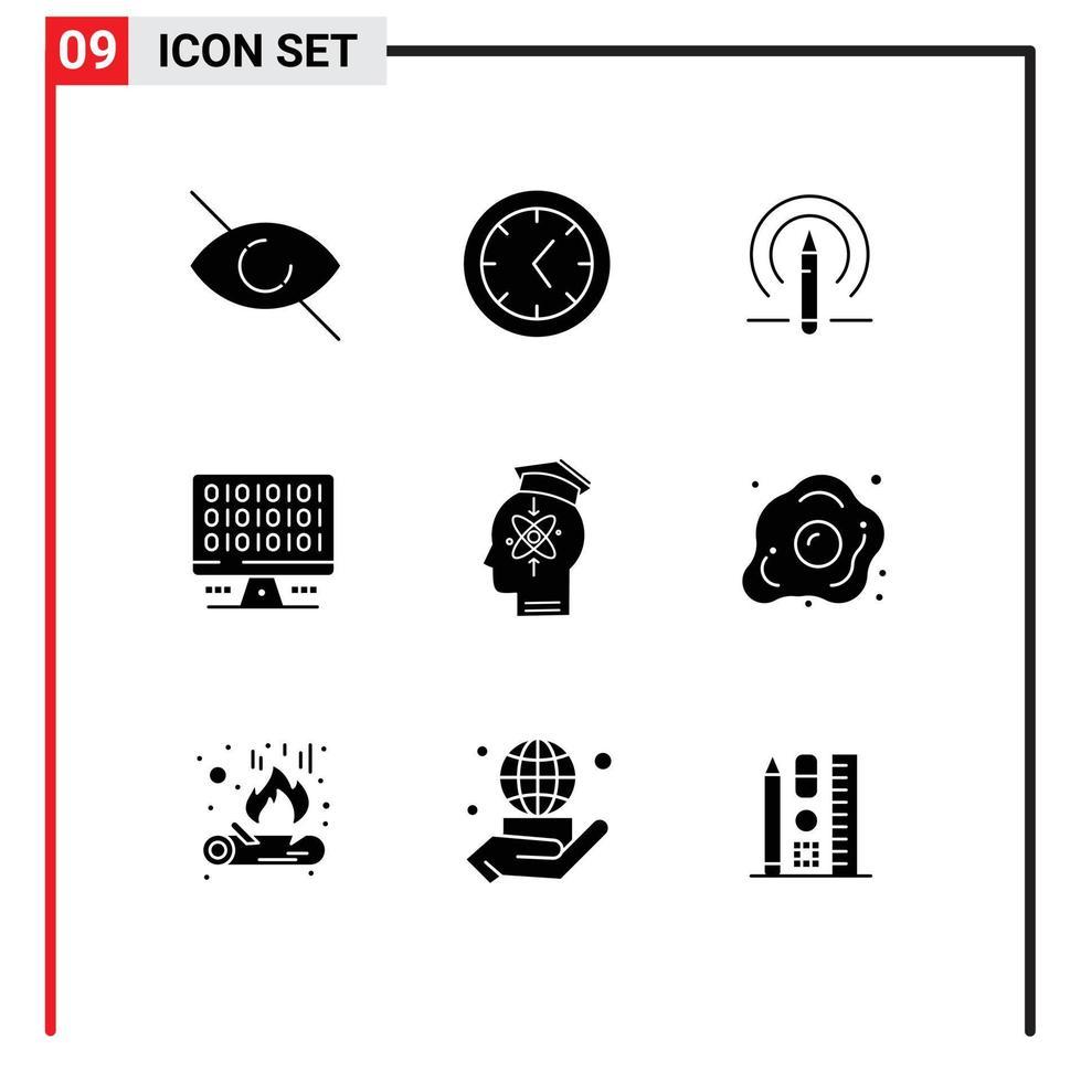 conjunto do 9 moderno ui ícones símbolos sinais para habilidade humano Ferramentas cabeça servidor editável vetor Projeto elementos