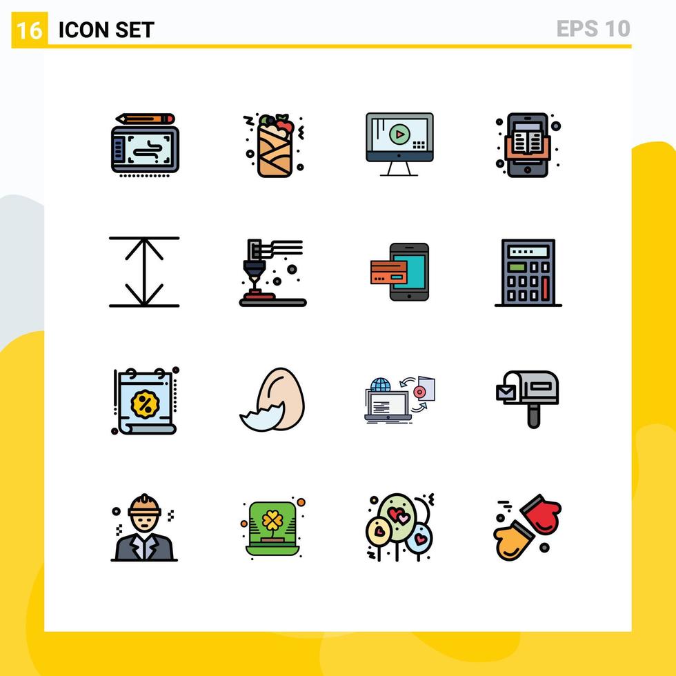 16 do utilizador interface plano cor preenchidas linha pacote do moderno sinais e símbolos do expandir ler computador conectados livro editável criativo vetor Projeto elementos