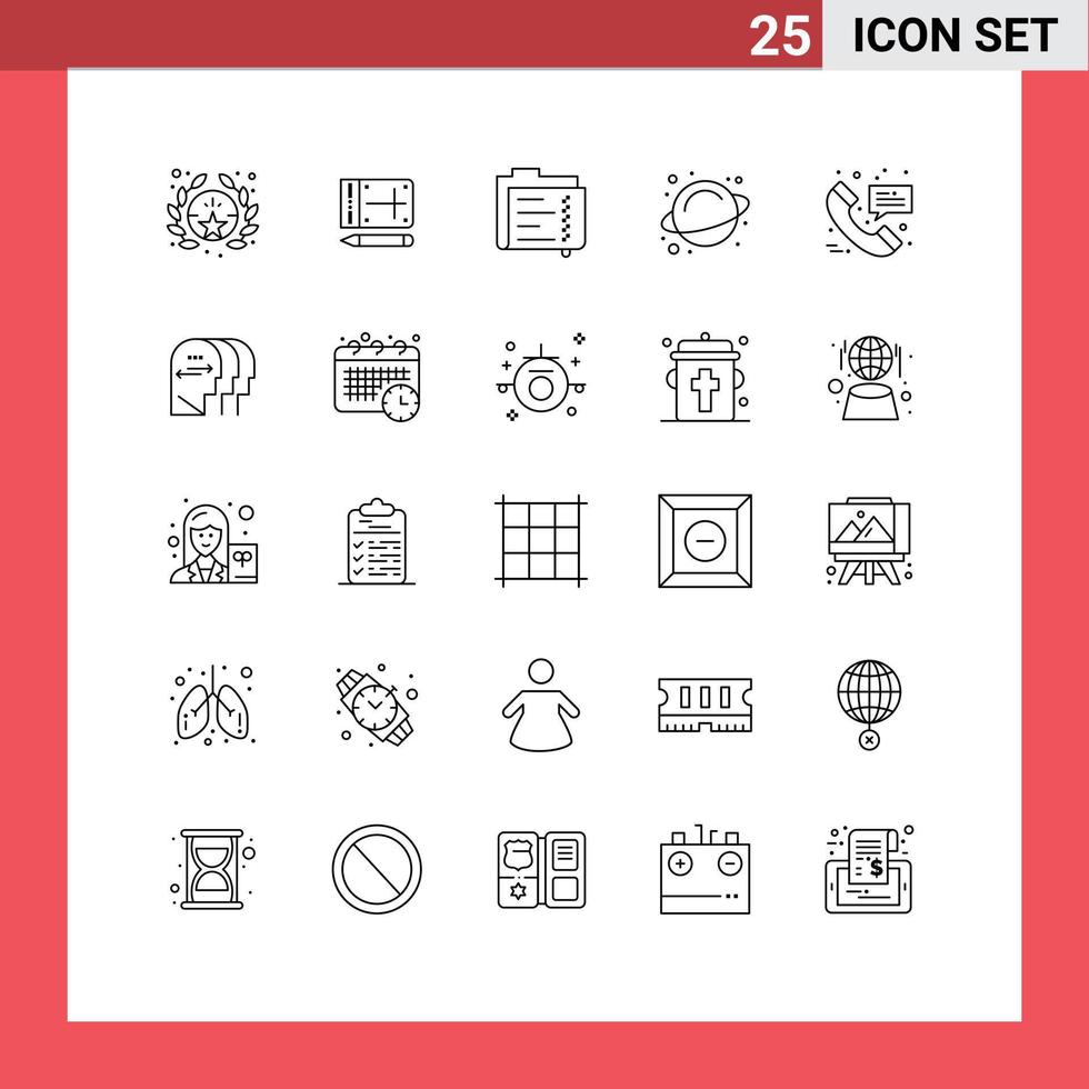 Móvel interface linha conjunto do 25 pictogramas do médico ligar dados espaço rotação editável vetor Projeto elementos