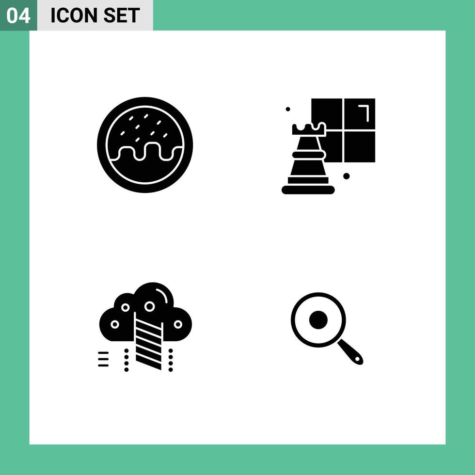conjunto do 4 moderno ui ícones símbolos sinais para sobremesa dados xadrez escada fritar editável vetor Projeto elementos