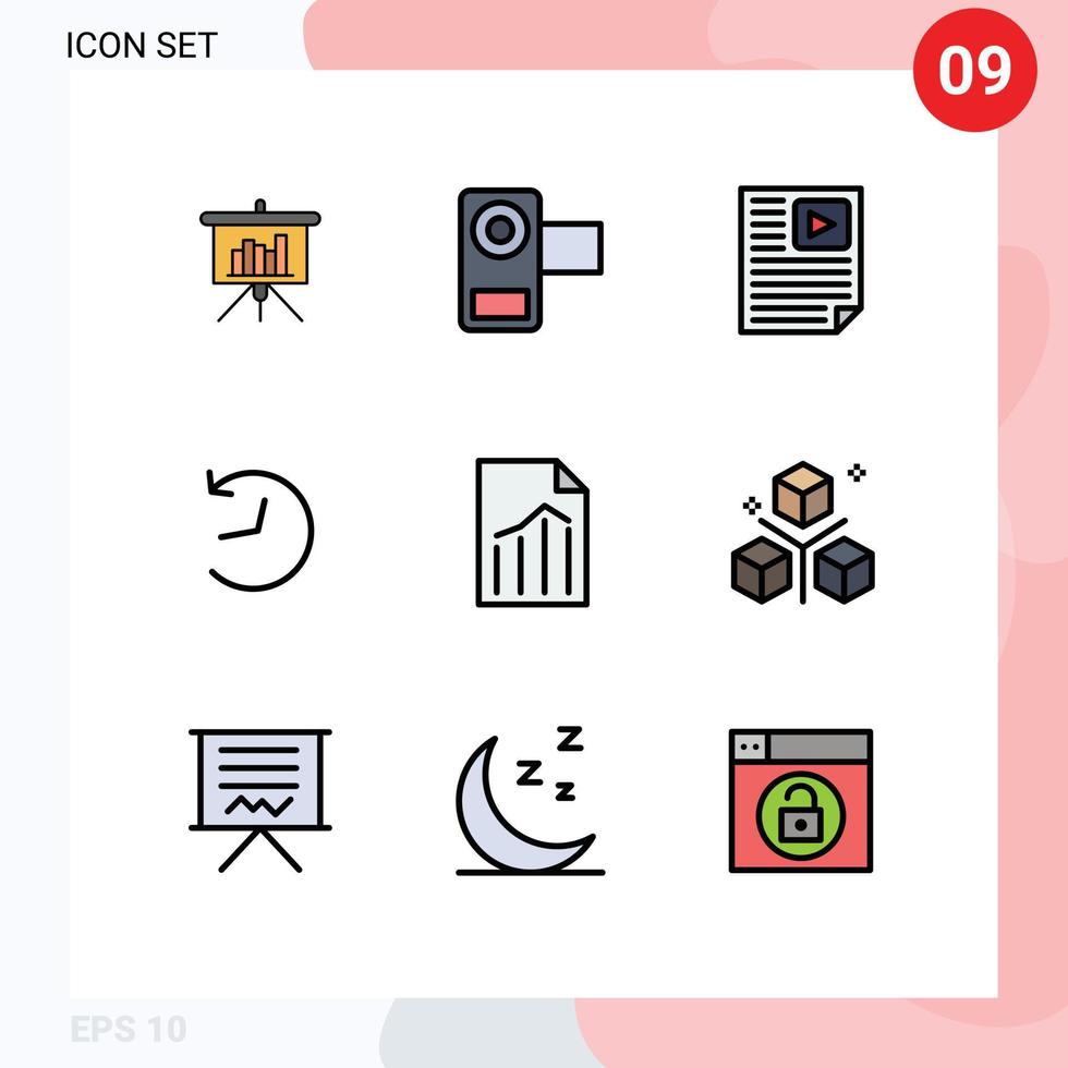 estoque vetor ícone pacote do 9 linha sinais e símbolos para documento logotipo vídeo Twitter relatório editável vetor Projeto elementos