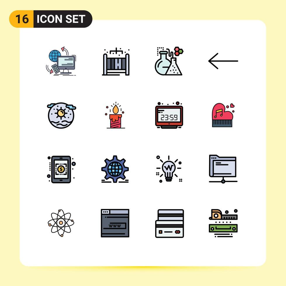 universal ícone símbolos grupo do 16 moderno plano cor preenchidas linhas do planeta globo frasco terra seta editável criativo vetor Projeto elementos
