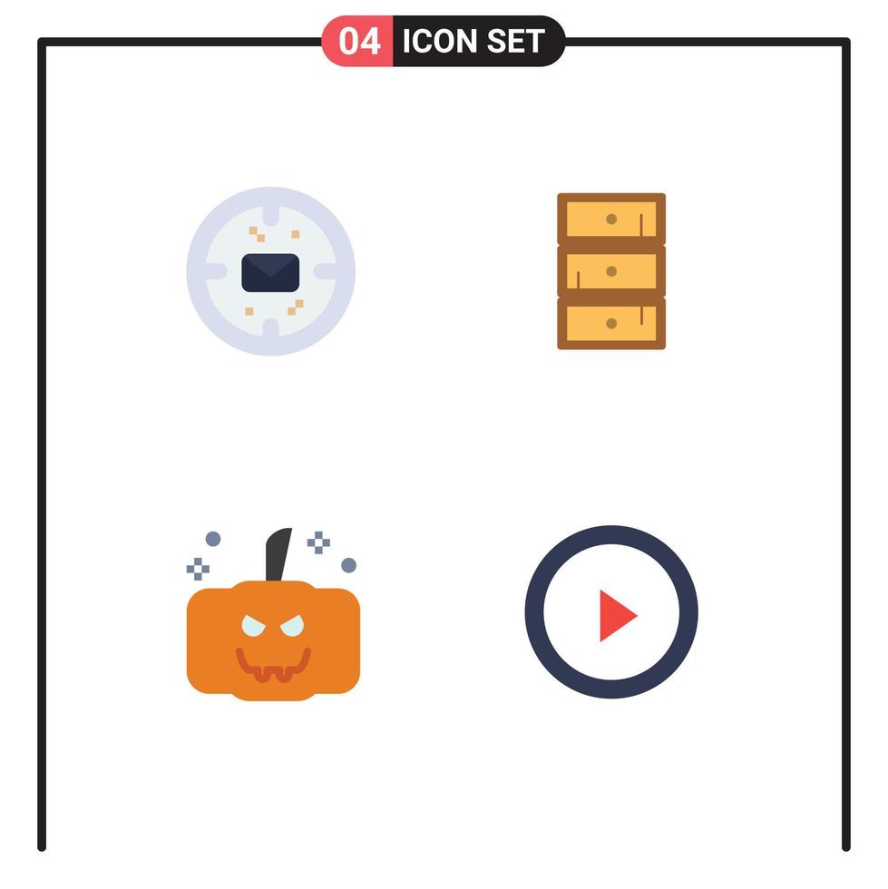 4 plano ícone conceito para sites Móvel e apps o negócio abóbora enviar armário de roupa interface editável vetor Projeto elementos