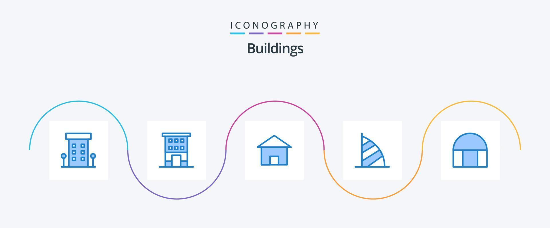 edifícios azul 5 ícone pacote Incluindo dubai hotel. burj al árabe. fazer compras frente. cabana. casa vetor