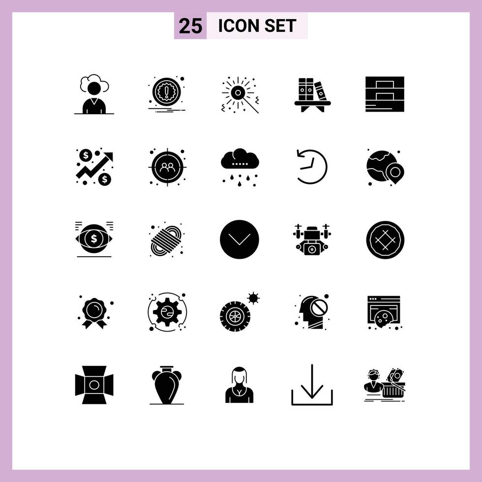 universal ícone símbolos grupo do 25 moderno sólido glifos do análise homem aniversário moda estante editável vetor Projeto elementos