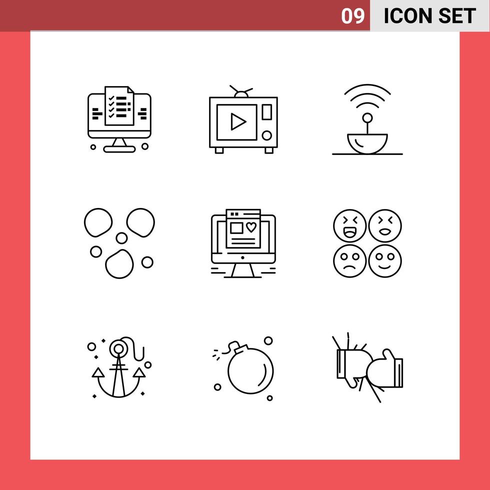conjunto do 9 moderno ui ícones símbolos sinais para rede Projeto computador aço clima saudar editável vetor Projeto elementos