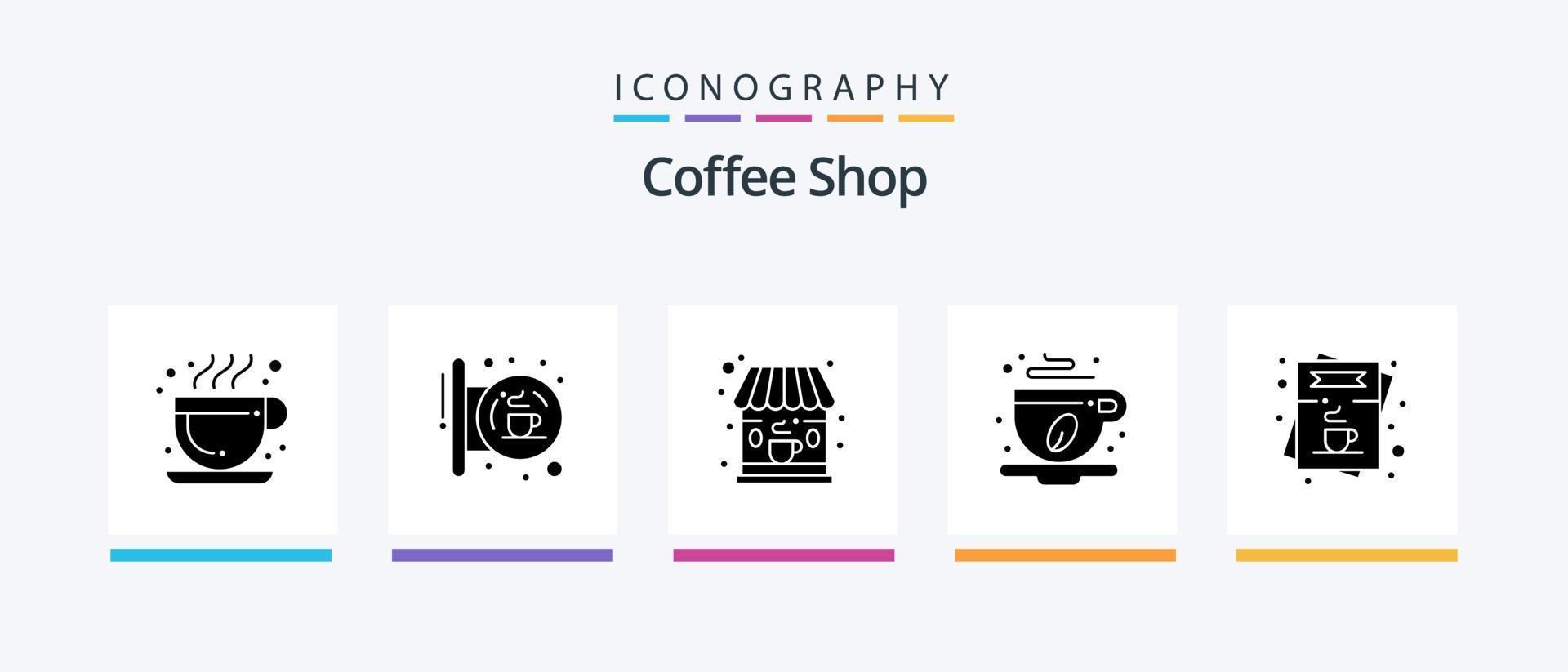 café fazer compras glifo 5 ícone pacote Incluindo lista. cafeteria. cafeteria. folha. cafeteria. criativo ícones Projeto vetor