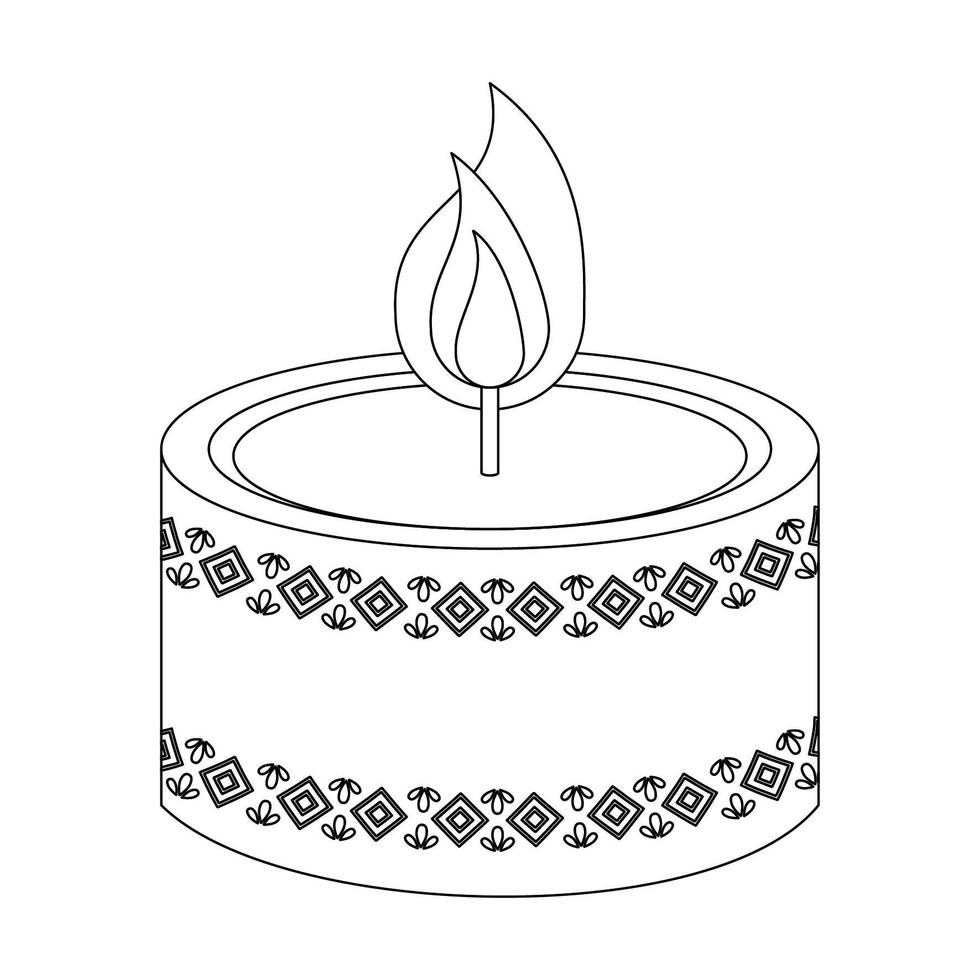 símbolo de aromaterapia de vela decorativa isolado em preto e branco vetor
