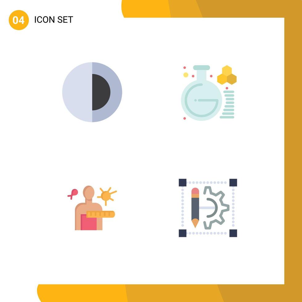 Móvel interface plano ícone conjunto do 4 pictogramas do Ciência doença Sol laboratório estágios editável vetor Projeto elementos