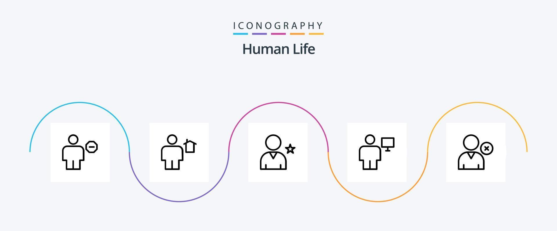 humano linha 5 ícone pacote Incluindo humano. corpo. casa. avatar. Estrela vetor