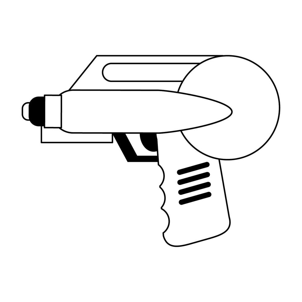 Desenho de brinquedo de pistola de água em preto e branco vetor