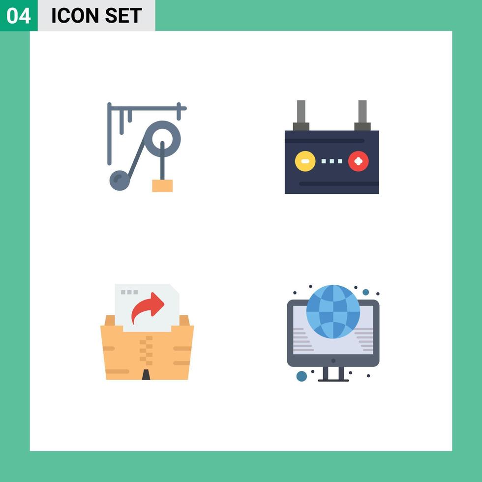 conjunto do 4 moderno ui ícones símbolos sinais para dispositivo Informática Ciência máquina carro pasta editável vetor Projeto elementos