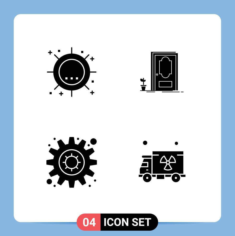 estoque vetor ícone pacote do 4 linha sinais e símbolos para calor engrenagem luz solar fechadas configuração editável vetor Projeto elementos