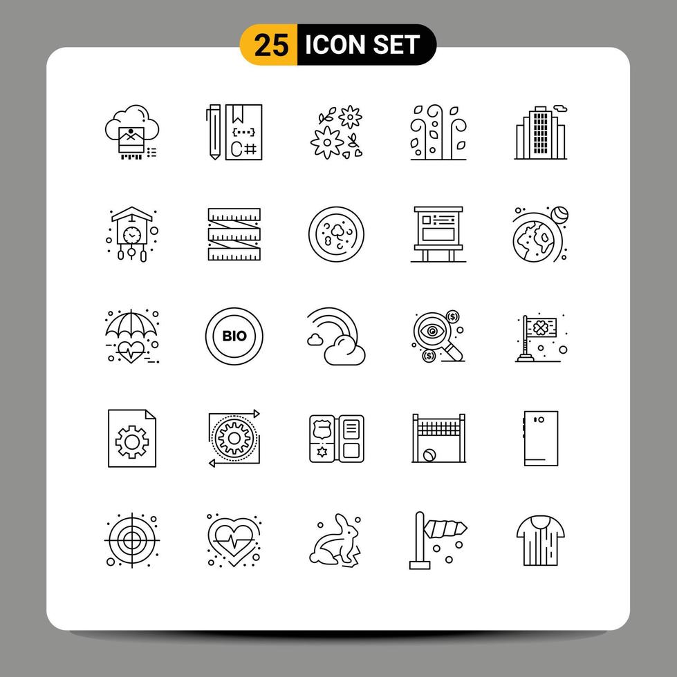 Móvel interface linha conjunto do 25 pictogramas do construção Ação de graças desenvolve folhas presente editável vetor Projeto elementos