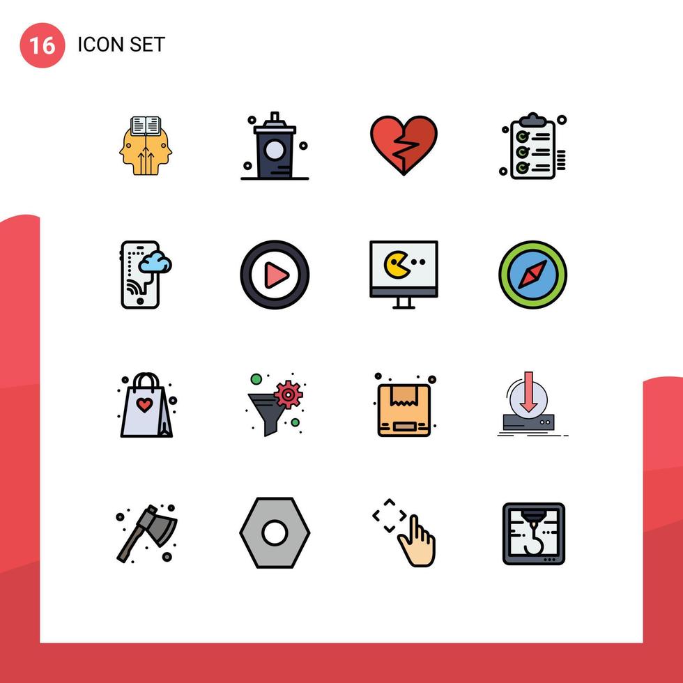 estoque vetor ícone pacote do 16 linha sinais e símbolos para Lista de Desejos prancheta fazer compras lista de controle favorito editável criativo vetor Projeto elementos
