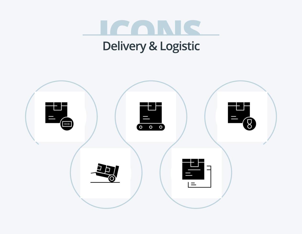 Entrega e logístico glifo ícone pacote 5 ícone Projeto. logística. Entrega. logística. fazer compras. Entrega vetor