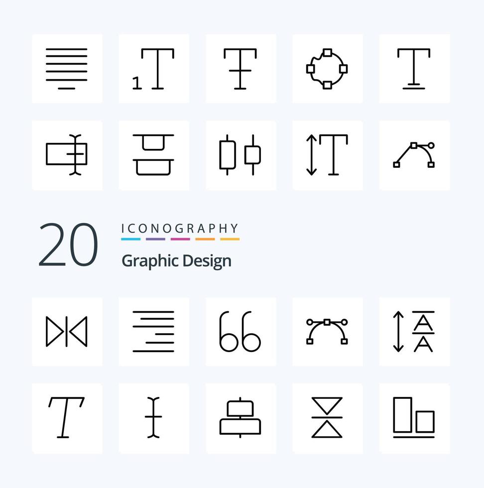 20 Projeto linha ícone pacote gostar alinhar cursor âncora itálico conduzindo vetor