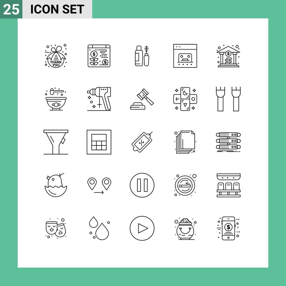 estoque vetor ícone pacote do 25 linha sinais e símbolos para moeda Forma de pagamento sombra conectados o negócio editável vetor Projeto elementos