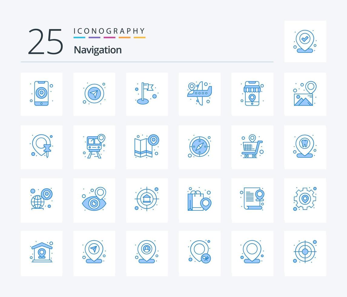 navegação 25 azul cor ícone pacote Incluindo galeria. mapa. mapa. localização. conectados vetor