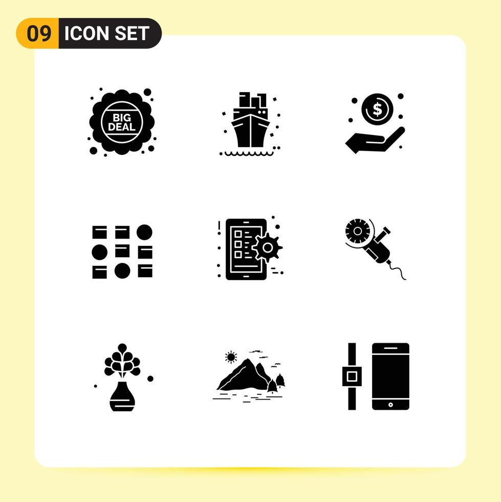 conjunto do 9 moderno ui ícones símbolos sinais para engrenagem dados estremecer dinheiro sistema lucro editável vetor Projeto elementos